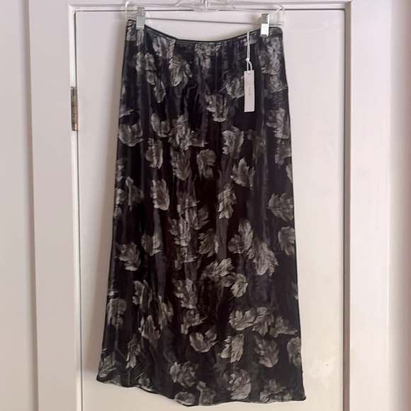 Vince Fallen Leaf Velvet Silk Modern Slip Midi Silk Skirt Size 4 - Picture 10 of 15